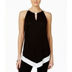 NWT INC Colorblocked Keyhole Halter Top